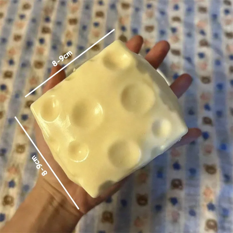 Jumbo Cheese Cube Stress Ball, Shapeable Squeeze Toy